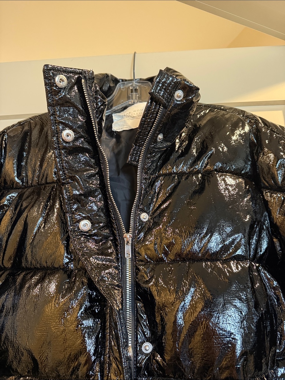 Zara patent black puffer worn once - Picture 4 of 5
